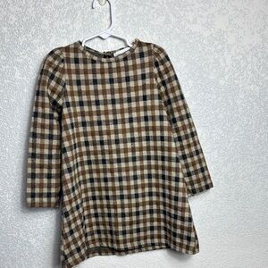 Zara Kids Brown Plaid Casual Dress